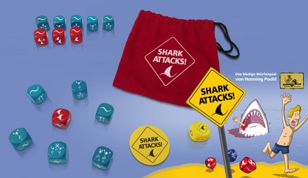 Shark Attacks - Spielauslage Shark Attacks - Das blutige Würfelspiel.